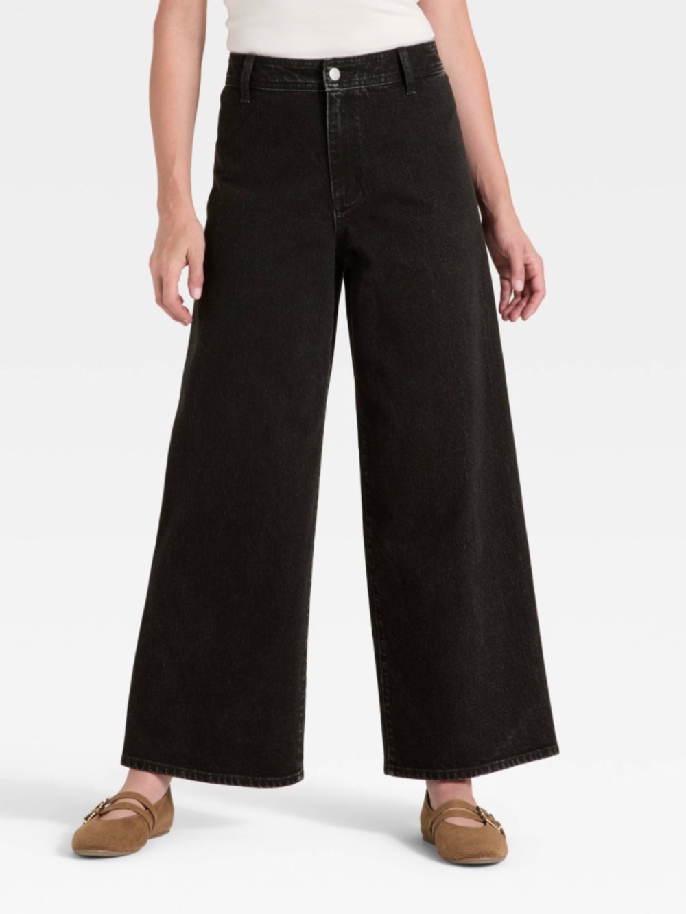 Universal Thread Black High-Rise Sailor Wide Leg Ankle Jeans. Size 10.